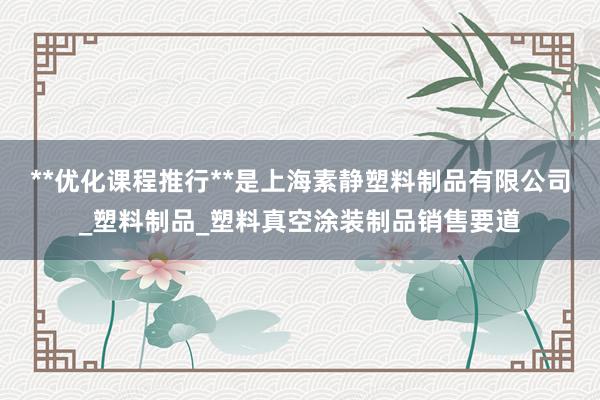 **优化课程推行**是上海素静塑料制品有限公司_塑料制品_塑料真空涂装制品销售要道