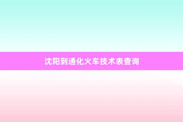 沈阳到通化火车技术表查询